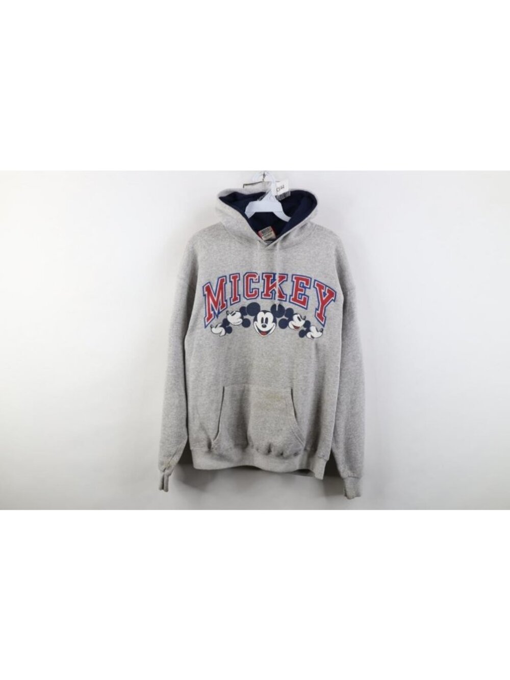 Vintage 80s 90s Disney Mens Medium Spell Out Mickey Mouse Hoodie Sweatshirt USA